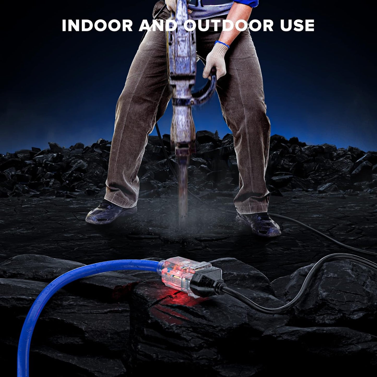 Extension Cord with Lighted Power Indicator Single Outlet 16 Gauge, SJTW, ETL Listed