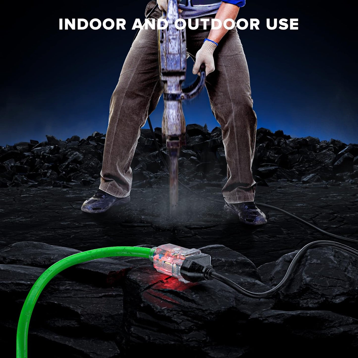 Extension Cord with Lighted Power Indicator Single Outlet 16 Gauge, SJTW, ETL Listed