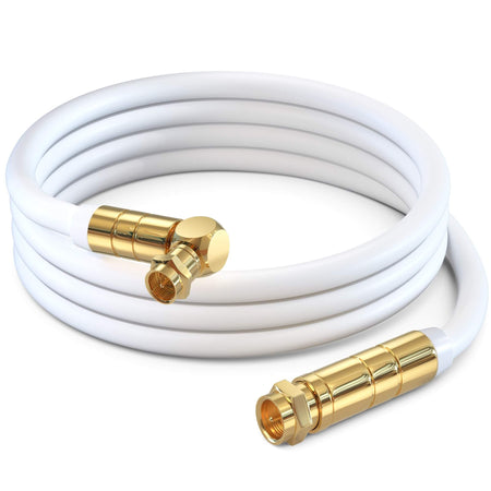 Maximm RG6 COAXIAL Cable with Angled Connector - Quad Shielded Non-Oxygen Copper Cable Wire