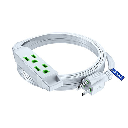 Extension Cord with 3 Outlets and Built-in Loop, Flat Extension Cord ETL Listed