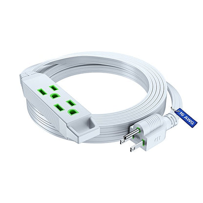 Extension Cord with 3 Outlets, Flat Extension Cord ETL Listed