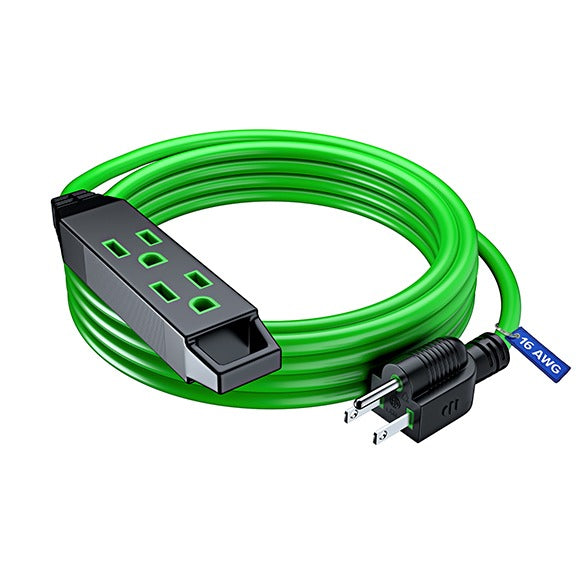 Indoor/Outdoor Extension Cord with Built-In Loop 3-Outlets, 16 Gauge ETL Listed