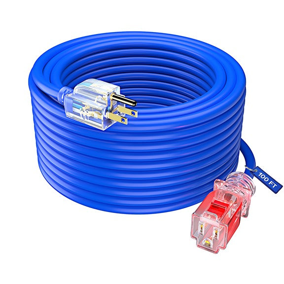 1-Outlet Locking Lighted Outdoor Extension Cord 16 Gauge