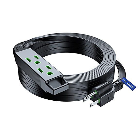 Extension Cord with 3 Outlets, Flat Extension Cord ETL Listed