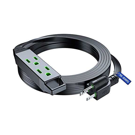 Extension Cord with 3 Outlets, Flat Extension Cord ETL Listed