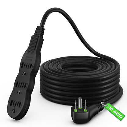 Maximm Extension Cord Extension Cord with Multiple Outlets (3 Outlets), Outlet Extender with Indoor/Outdoor SJTW Wire, Multi Plug Outlet 125V, 3 Prong Extension Cord, ETL Listed, Black