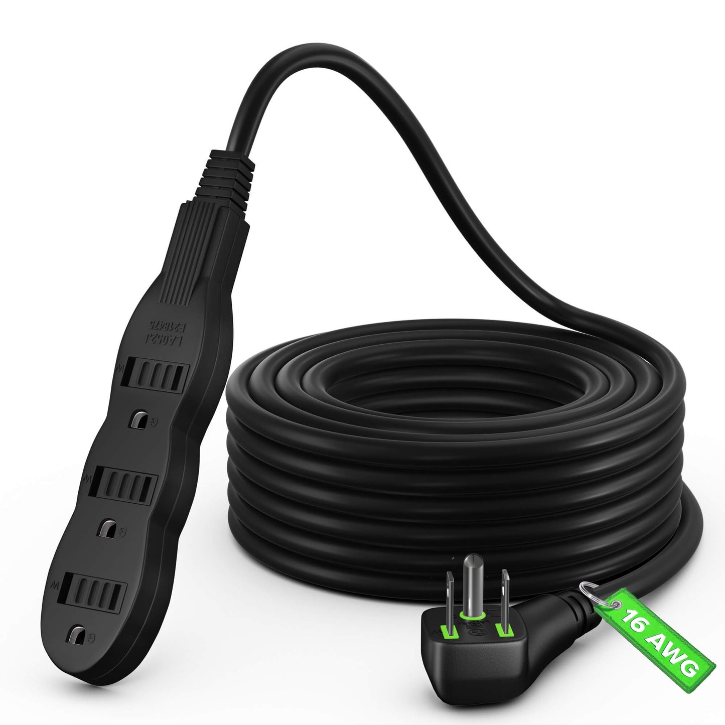 Maximm Extension Cord Extension Cord with Multiple Outlets (3 Outlets), Outlet Extender with Indoor/Outdoor SJTW Wire, Multi Plug Outlet 125V, 3 Prong Extension Cord, ETL Listed, Black