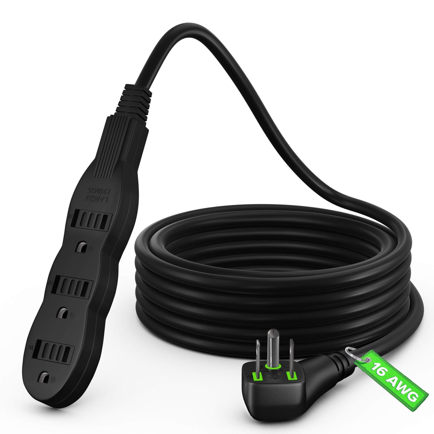 Maximm Extension Cord Extension Cord with Multiple Outlets (3 Outlets), Outlet Extender with Indoor/Outdoor SJTW Wire, Multi Plug Outlet 125V, 3 Prong Extension Cord, ETL Listed, Black