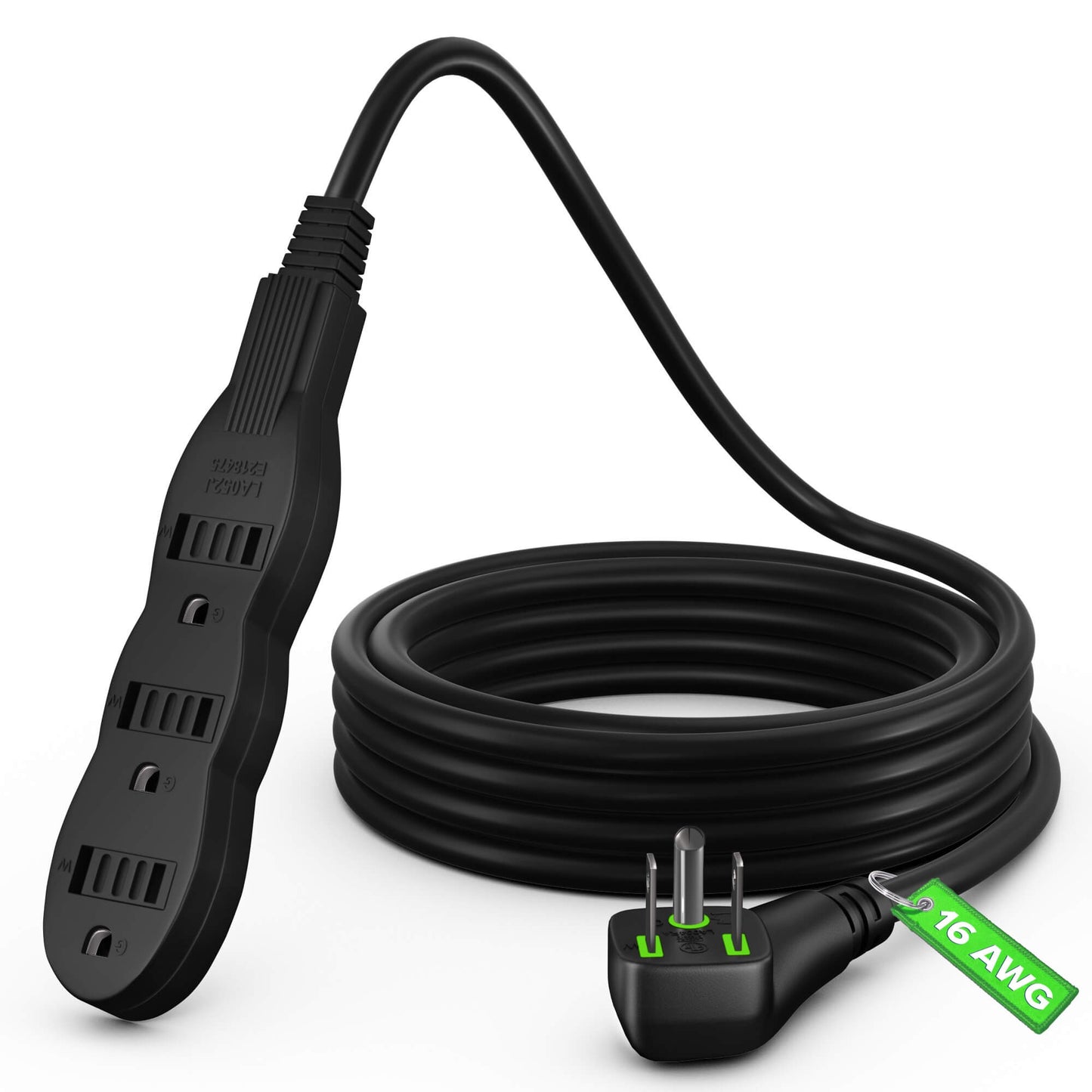 Maximm Extension Cord Extension Cord with Multiple Outlets (3 Outlets), Outlet Extender with Indoor/Outdoor SJTW Wire, Multi Plug Outlet 125V, 3 Prong Extension Cord, ETL Listed, Black