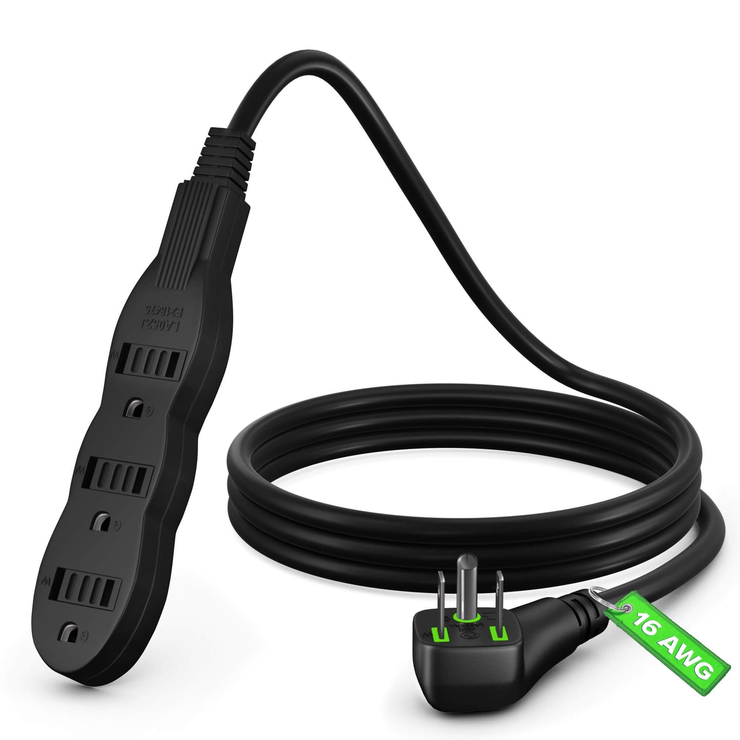 Maximm Extension Cord Extension Cord with Multiple Outlets (3 Outlets), Outlet Extender with Indoor/Outdoor SJTW Wire, Multi Plug Outlet 125V, 3 Prong Extension Cord, ETL Listed, Black