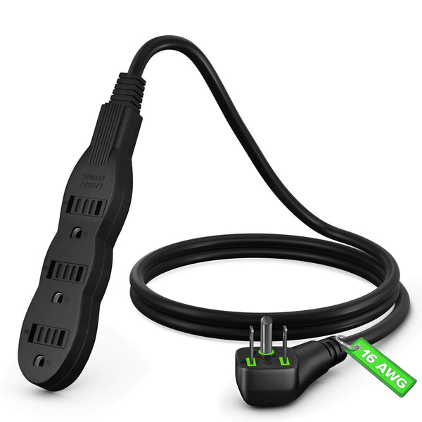 3-Outlet Angled Plug Extension Cord 16 Gauge
