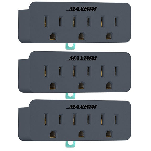 Maximm 3 Outlet Grounding Adapter with Grounding Plug, Turn 2-Prong Outlet to 3-Wire Grounding Outlets, ETL Listed