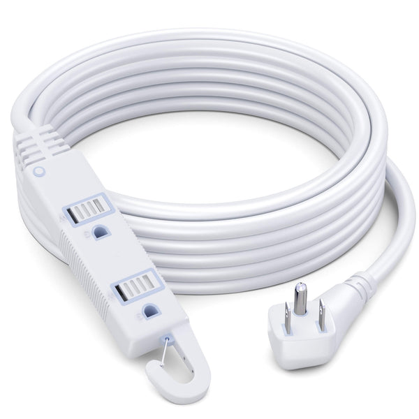 3-Outlet Angled Flat Plug Extension Cord with Easy Hook 16 Gauge