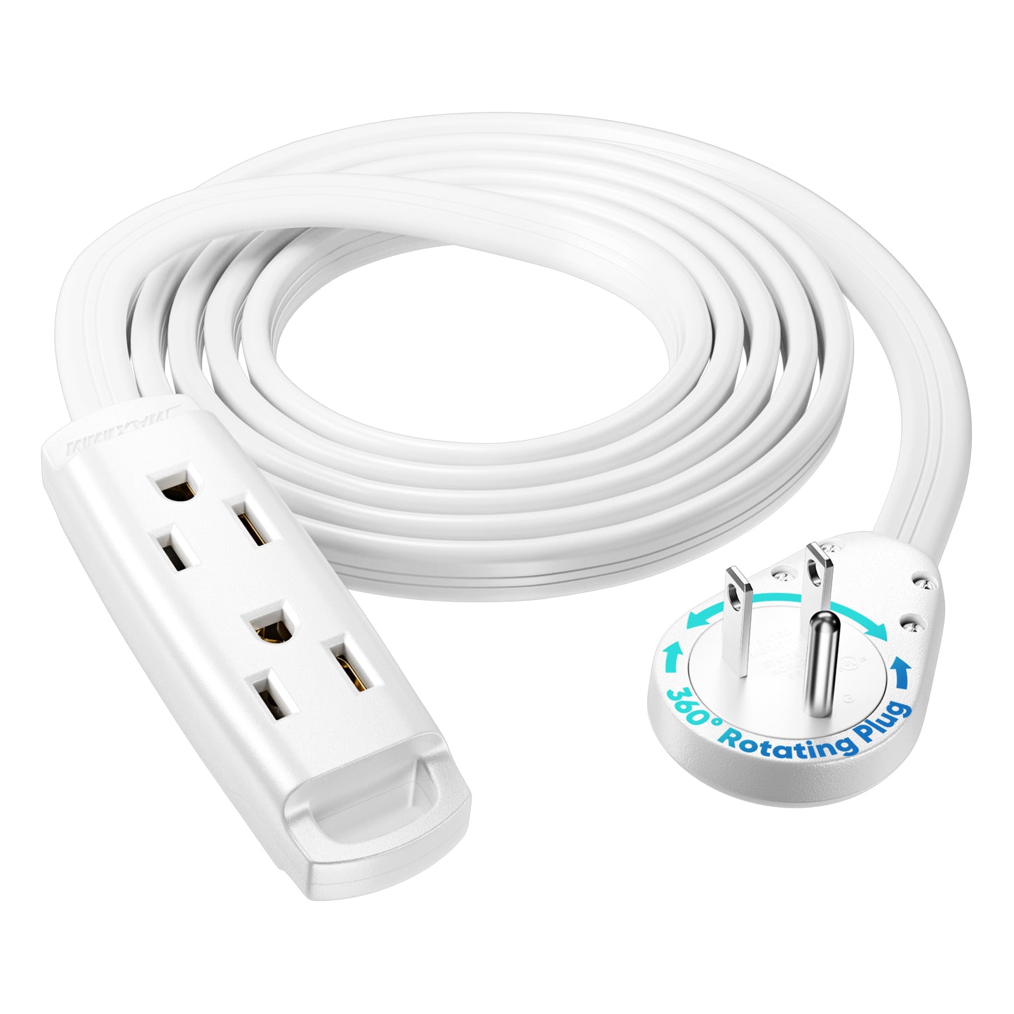 3-Outlet Rotating Flat Extension Cord 14 Gauge