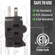 Maximm 3-Outlet Adapter Plug, Splitter Plug Outlet Expands Single Outlet Into 3 Outlets, Portable Wall Outlet Adapter UL Certified