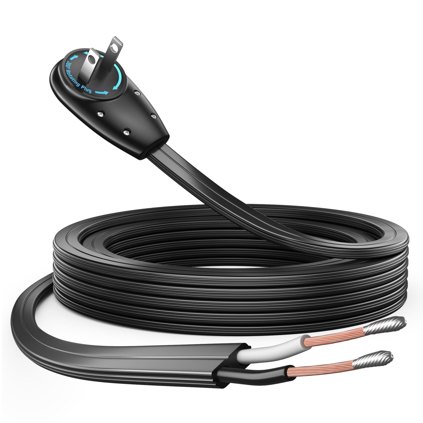 360 Plug Extension Cord Pigtail End 16 Gauge 2 Prong