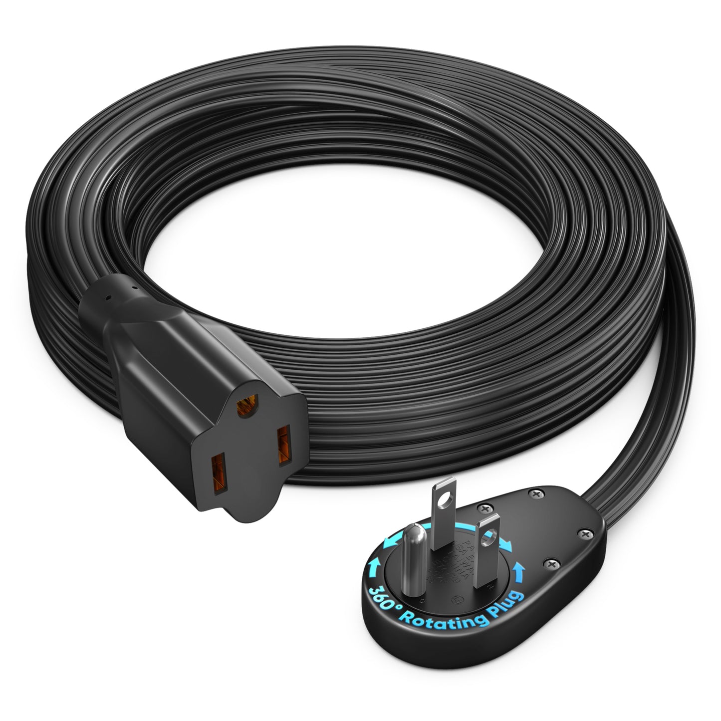 1-Outlet Rotating Flat Extension Cord 14 Gauge
