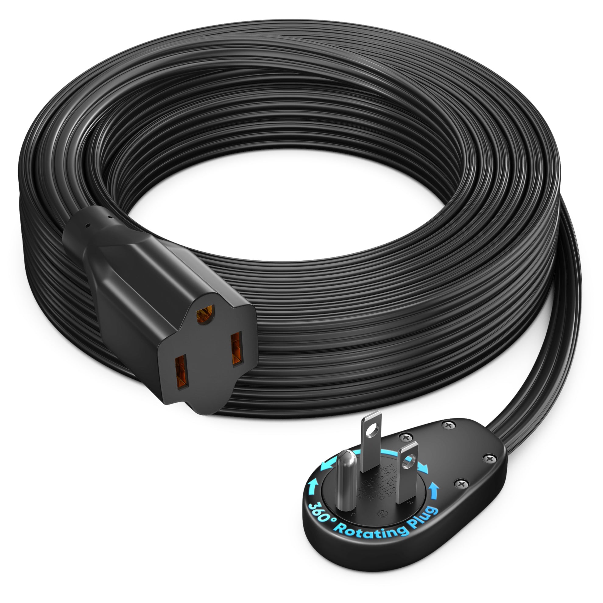 1-Outlet Rotating Flat Extension Cord 14 Gauge
