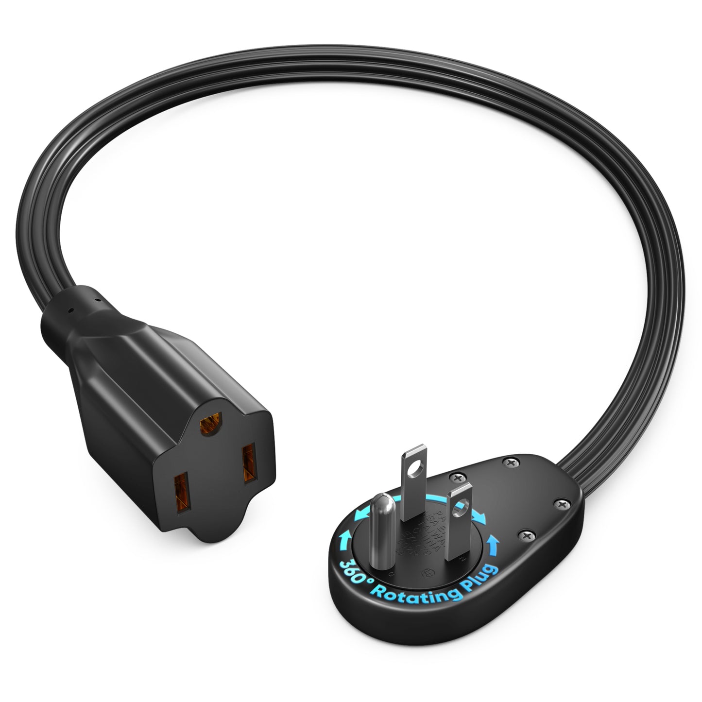 1-Outlet Rotating Flat Extension Cord 14 Gauge