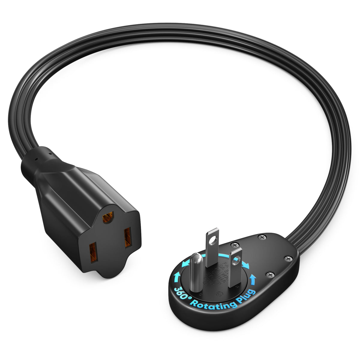 1-Outlet Rotating Flat Wire Extension Cord 14 Gauge