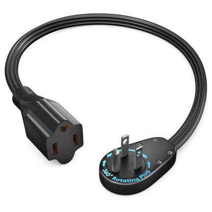 1-Outlet Rotating Flat Wire Extension Cord 14 Gauge