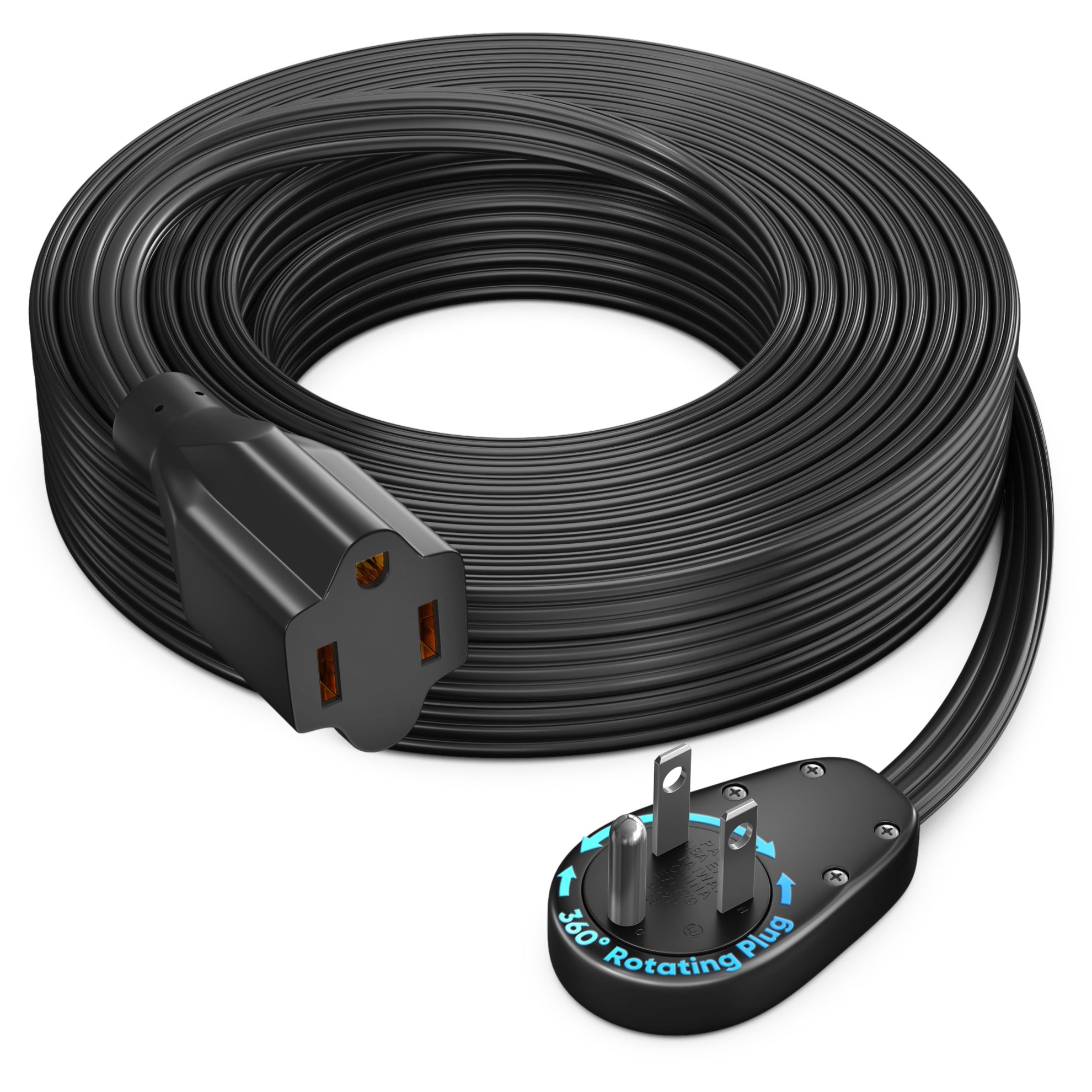 1-Outlet Rotating Flat Extension Cord 14 Gauge
