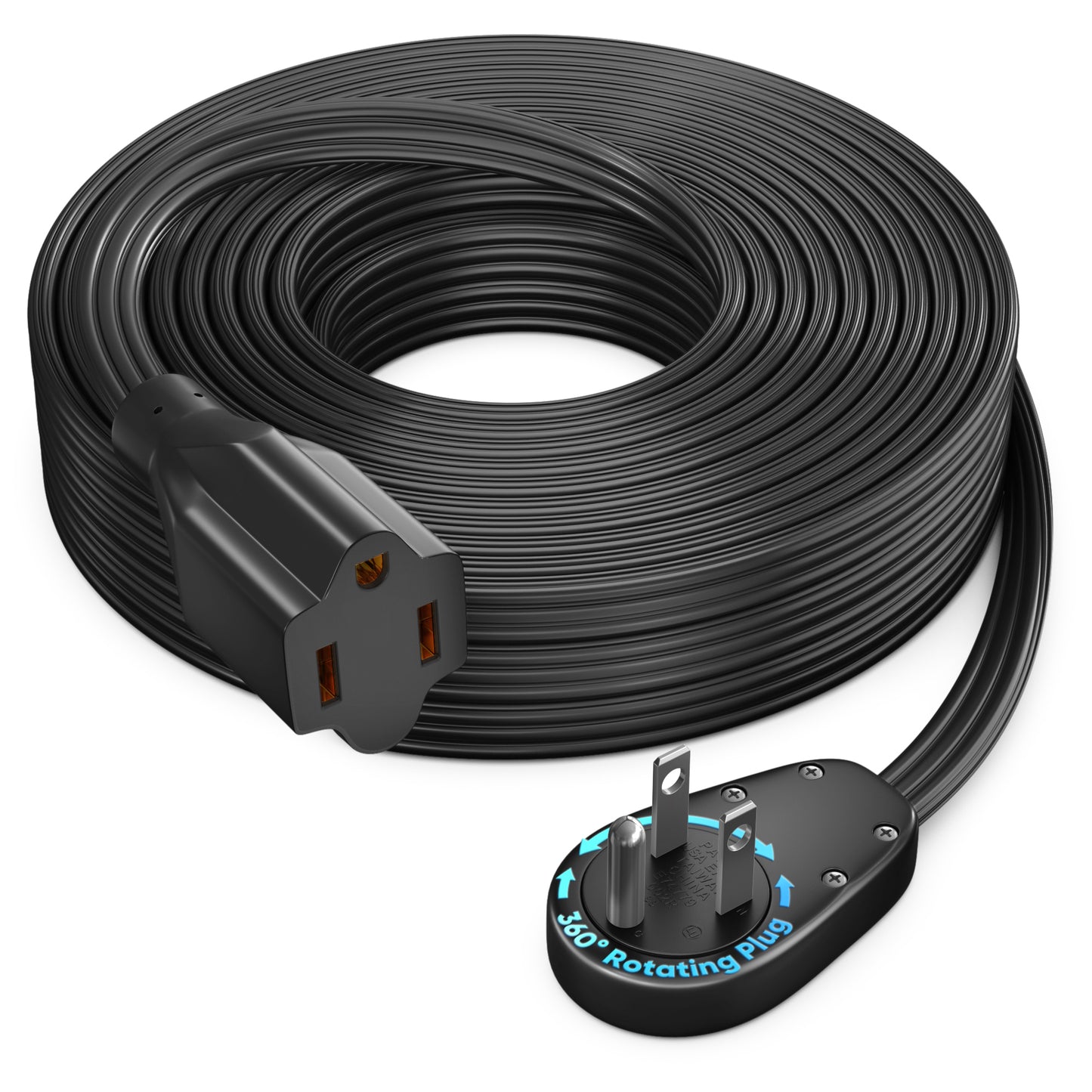 1-Outlet Rotating Flat Extension Cord 14 Gauge