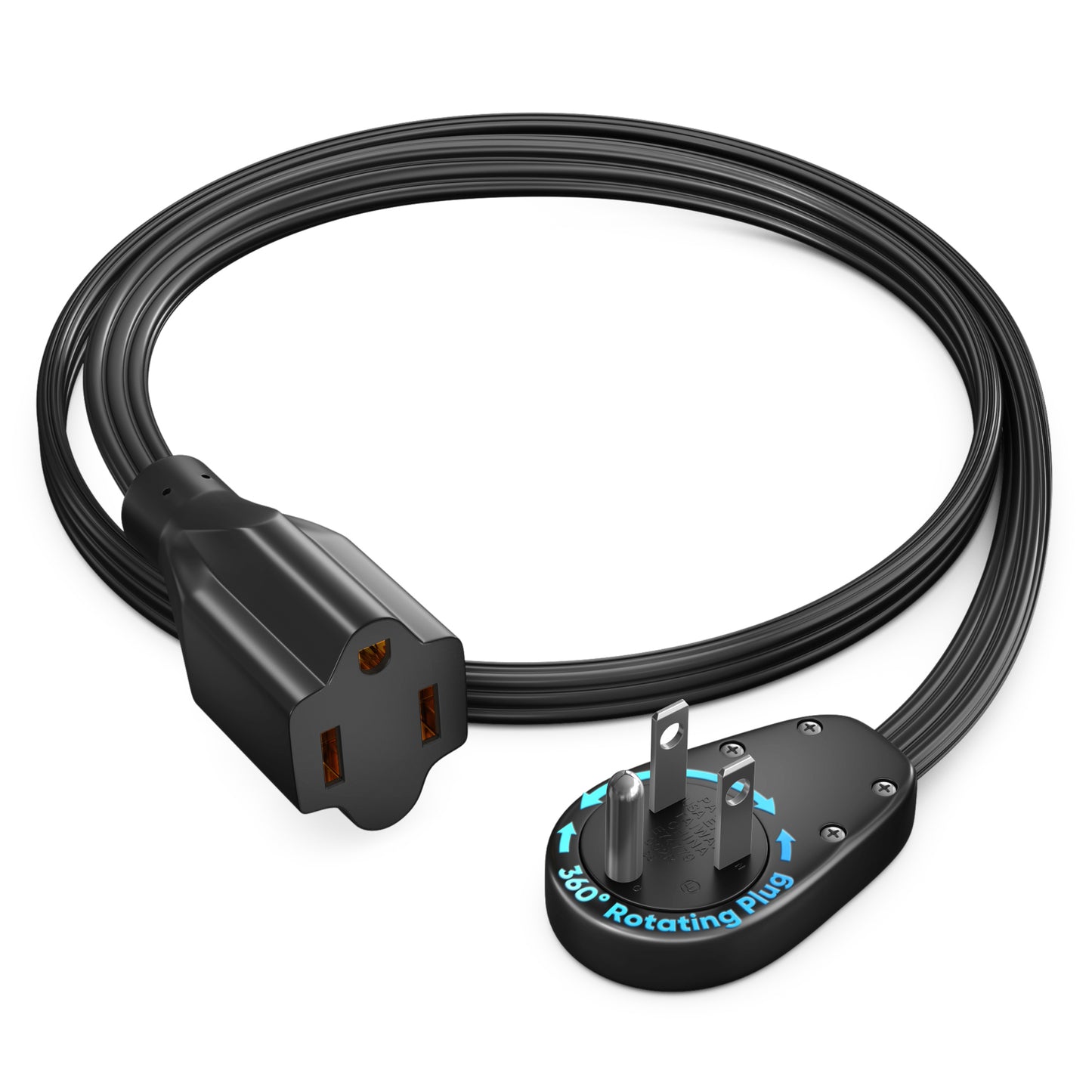 1-Outlet Rotating Flat Extension Cord 14 Gauge