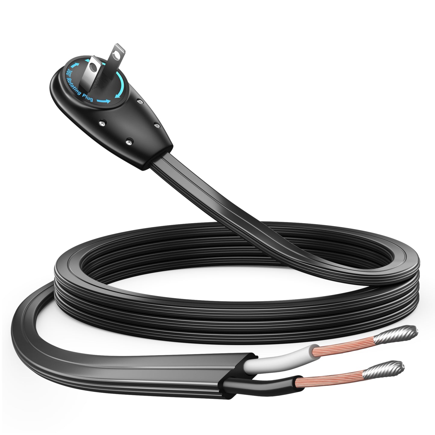 360 Plug Extension Cord Pigtail End 16 Gauge 2 Prong