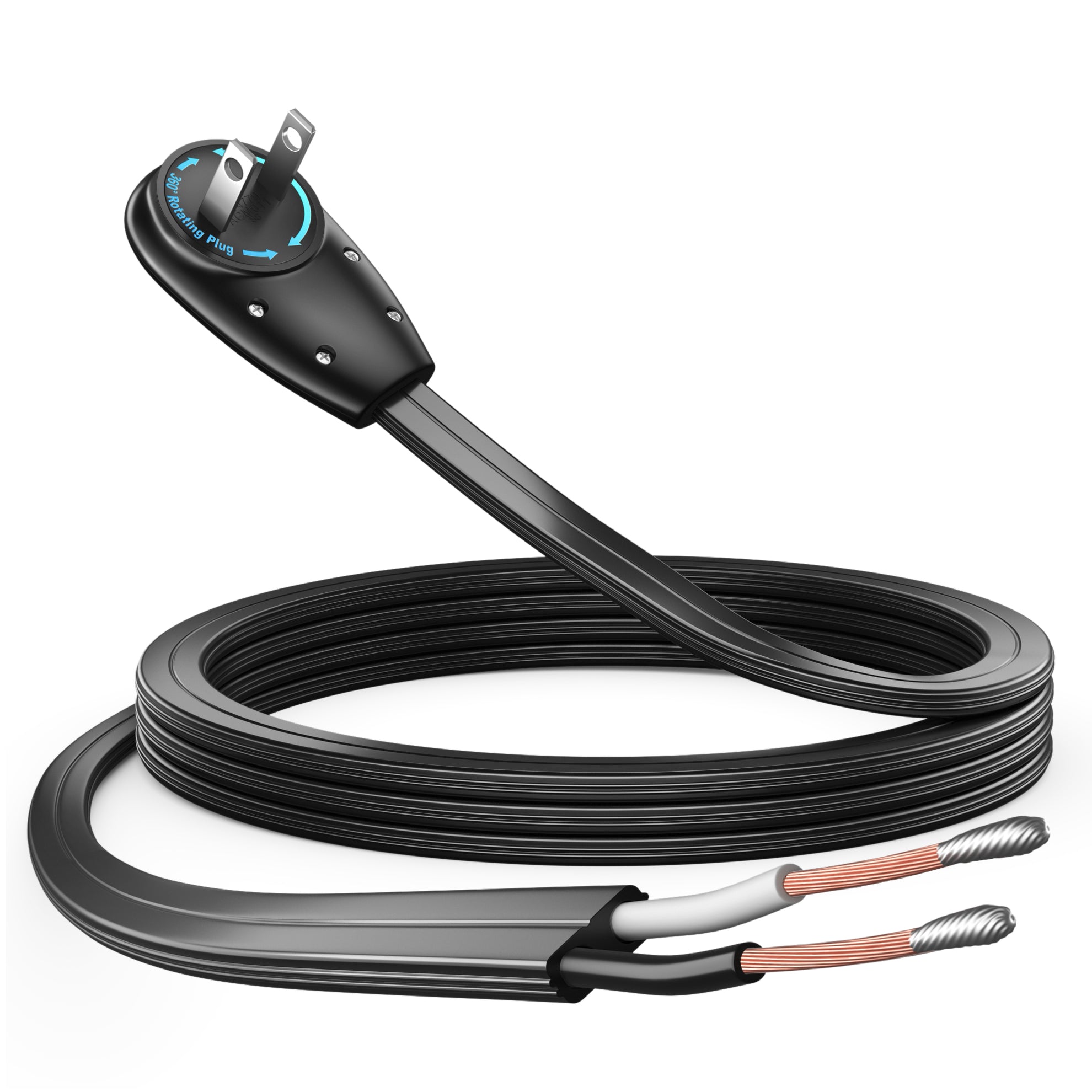 360 Plug Extension Cord Pigtail End 16 Gauge 2 Prong
