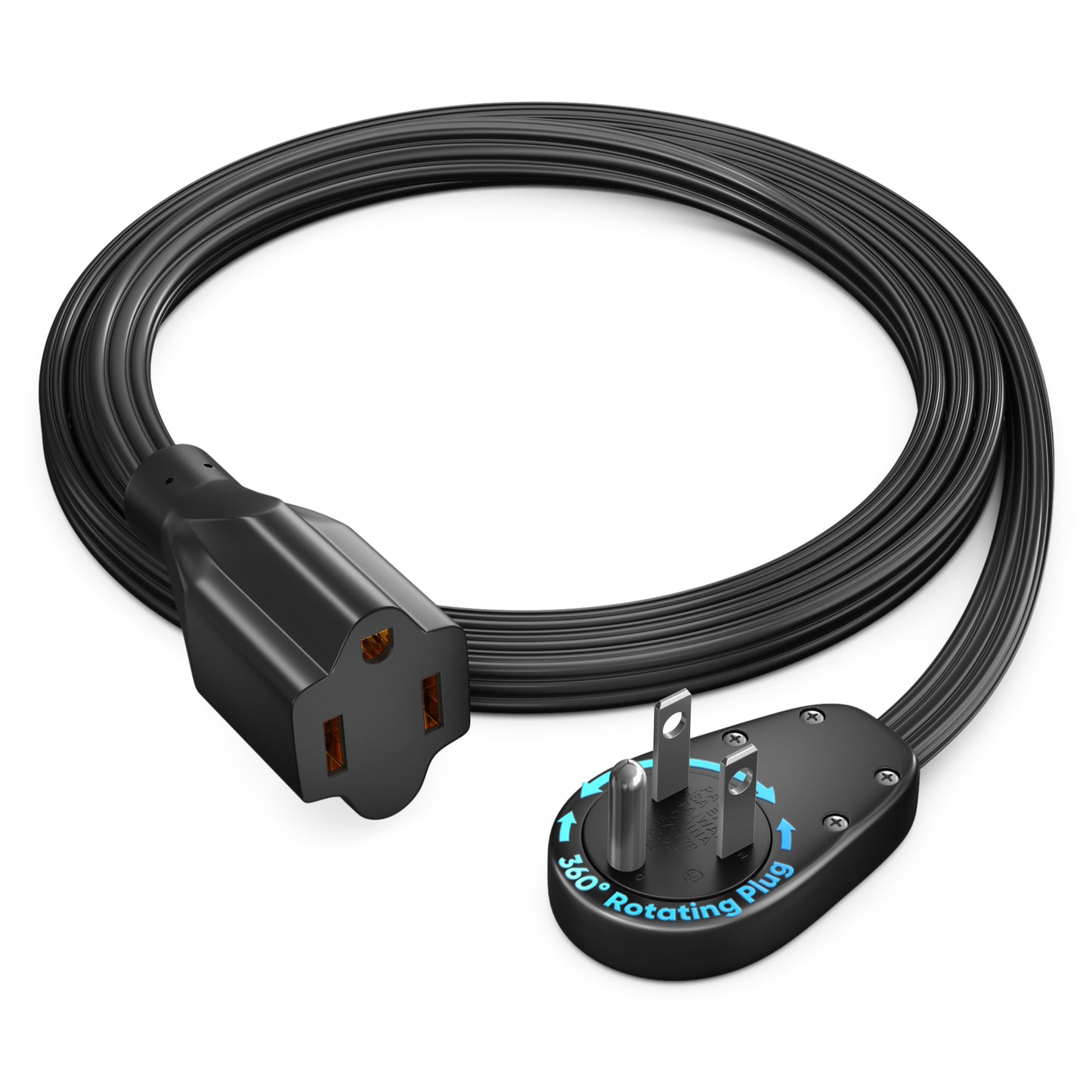 1-Outlet Rotating Flat Extension Cord 14 Gauge
