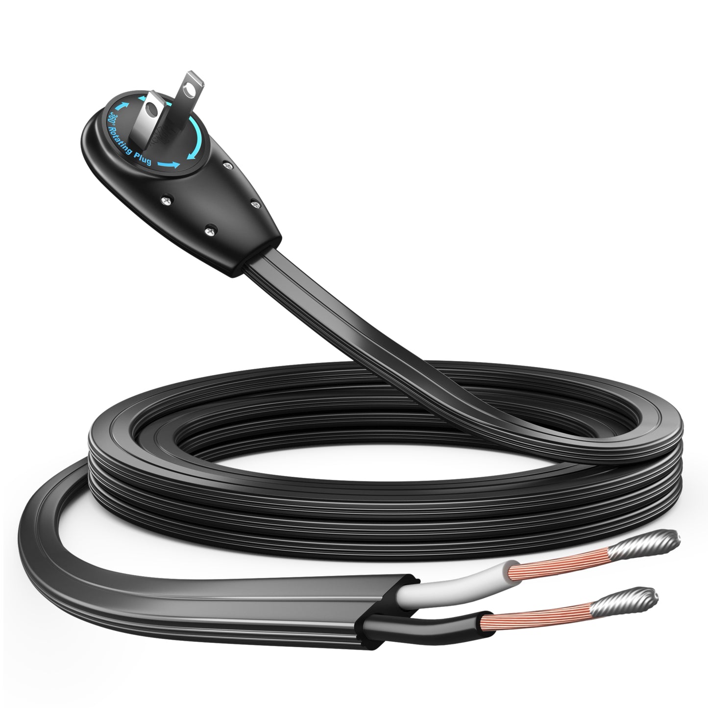 360 Plug Extension Cord Pigtail End 16 Gauge 2 Prong
