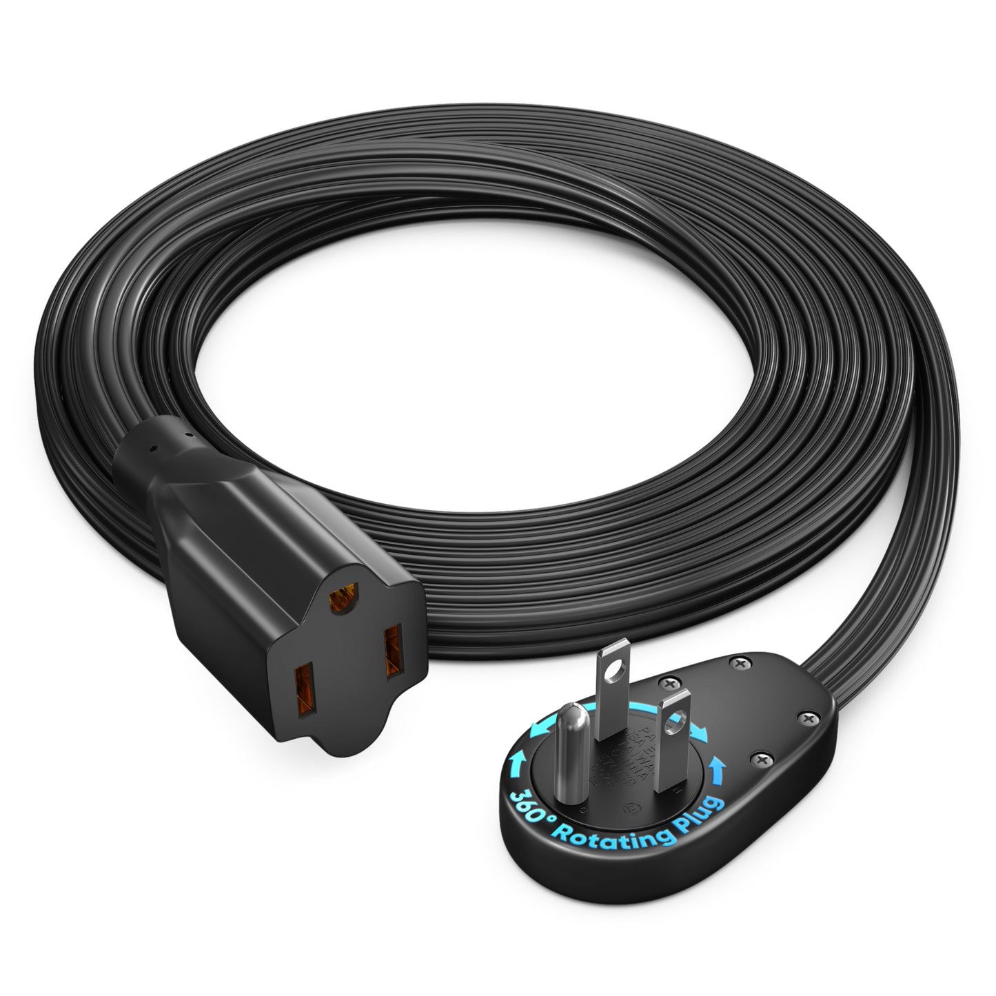 1-Outlet Rotating Flat Extension Cord 14 Gauge