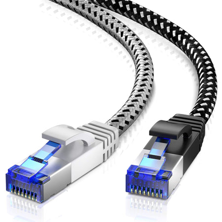 Maximm Cat7 Flat Braided Ethernet Cable, Network LAN Internet Patch Cable