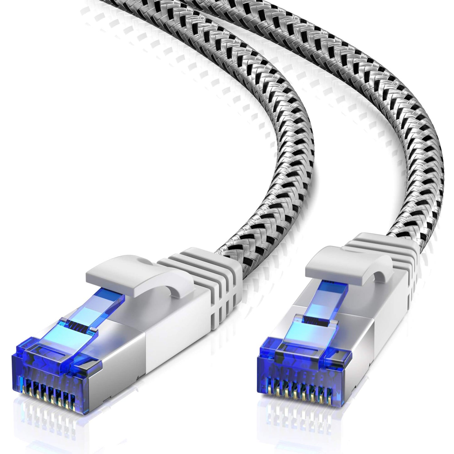 Maximm Cat7 Flat Braided Ethernet Cable, Network LAN Internet Patch Cable