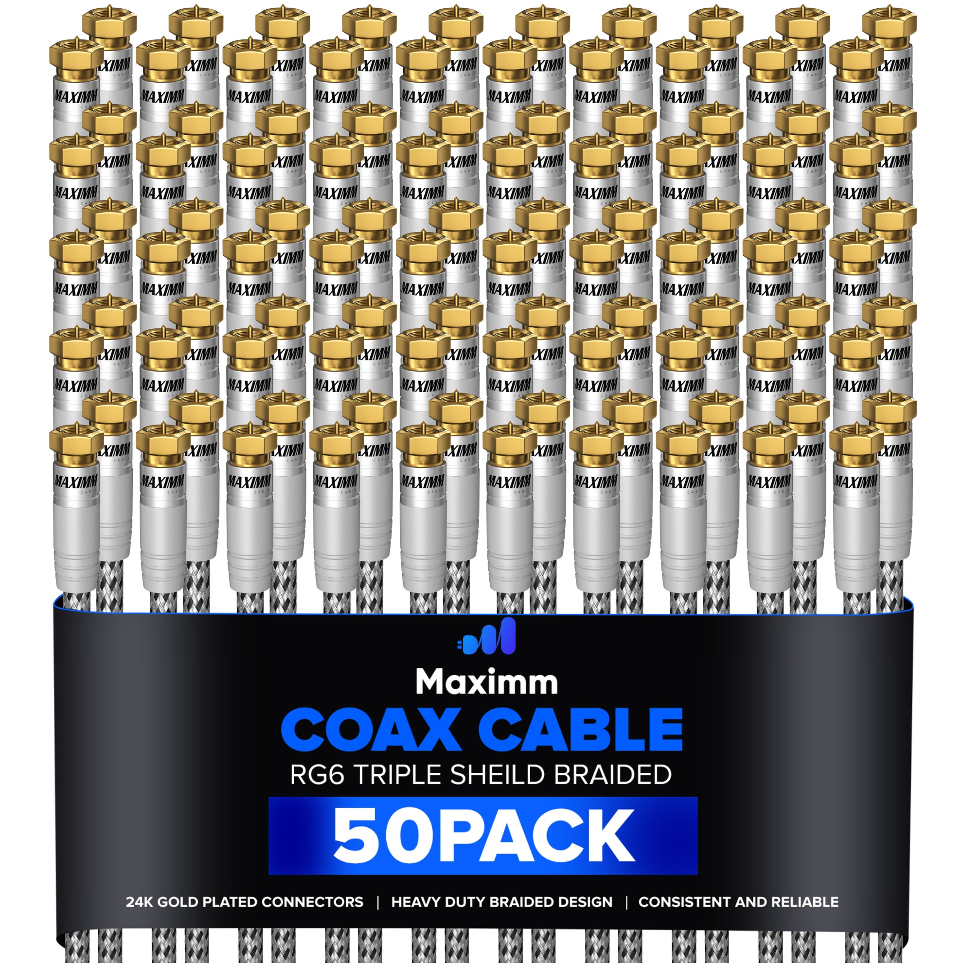 Coaxial Cable Braided 50 Pack
