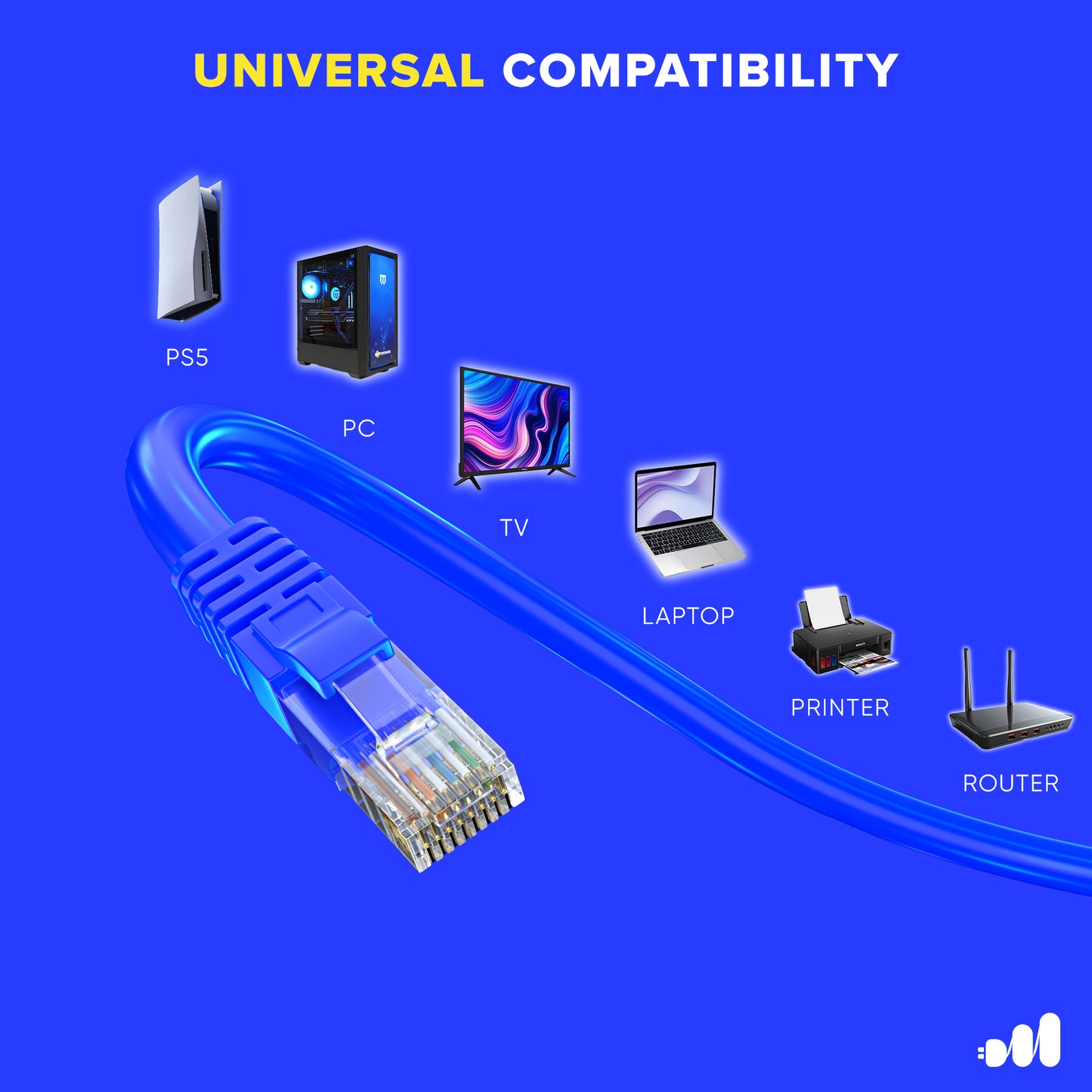 Maximm Cat6 Ethernet Cable 100% Pure Copper, Cat6 Cable, LAN Cable, Internet Cable and Network Cable - UTP