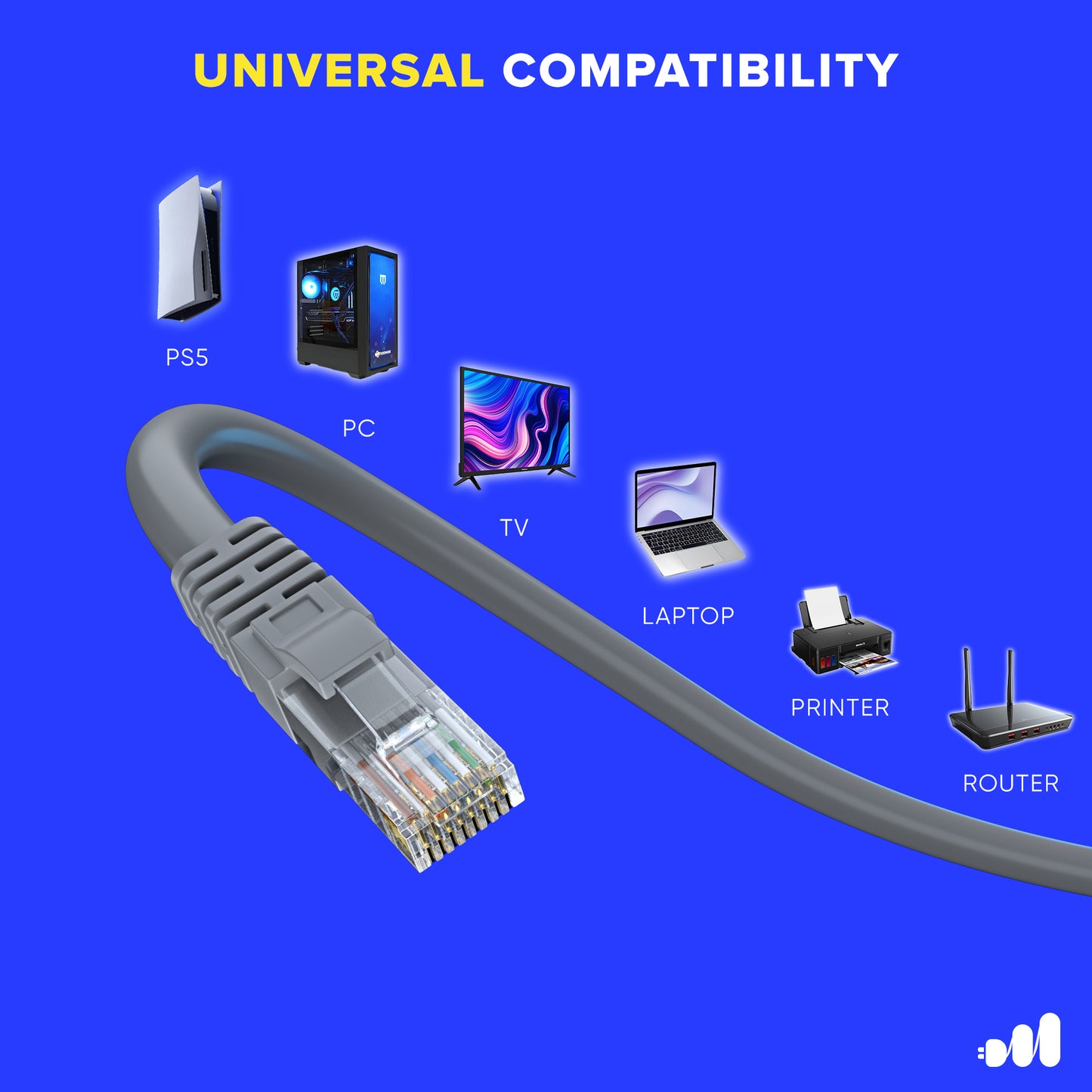 Maximm Cat6 Ethernet Cable 100% Pure Copper, Cat6 Cable, LAN Cable, Internet Cable and Network Cable - UTP