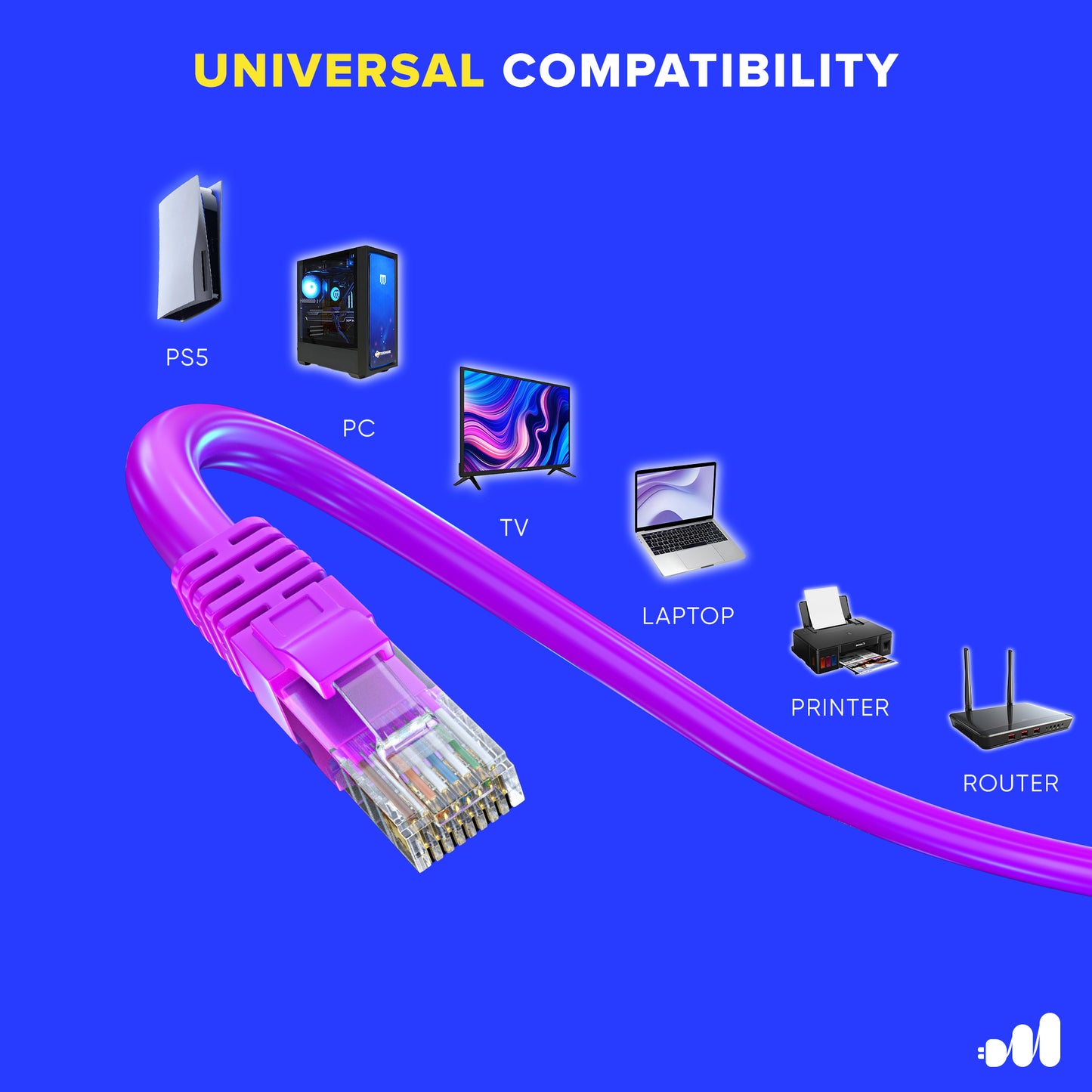 Maximm Cat6 Ethernet Cable 100% Pure Copper, Cat6 Cable, LAN Cable, Internet Cable and Network Cable - UTP