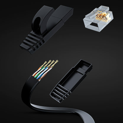 Cat 6 Ethernet Cable Flat, Space-Saving Design High-Speed Internet & Network Cable, RJ45 Connectors