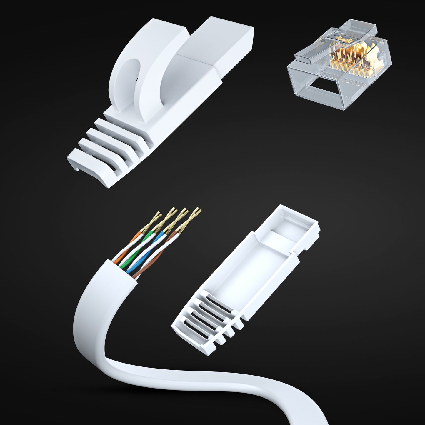 Cat 6 Ethernet Cable Flat, Space-Saving Design High-Speed Internet & Network LAN Patch Cable, RJ45 Connectors