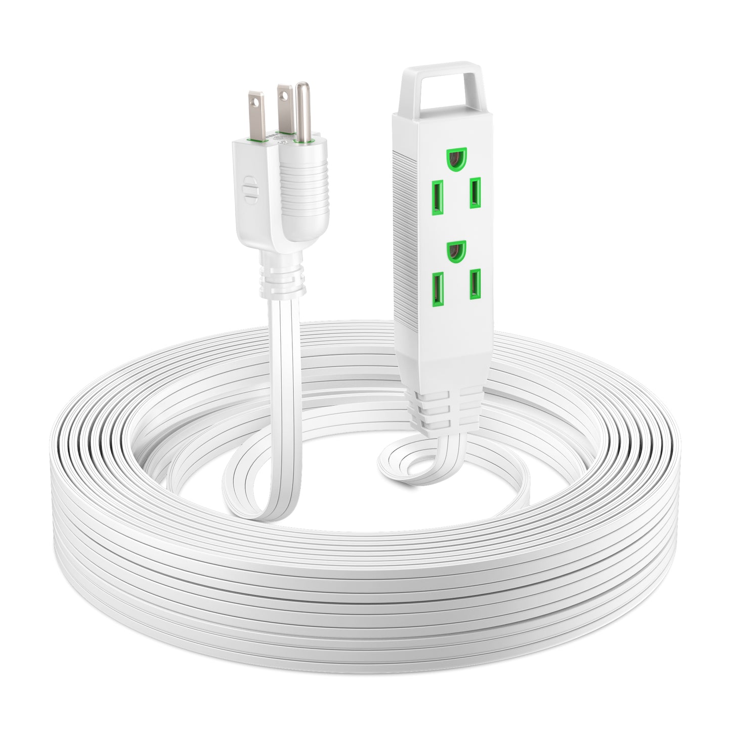 Extension Cord with 3 Outlets, Flat Extension Cord ETL Listed