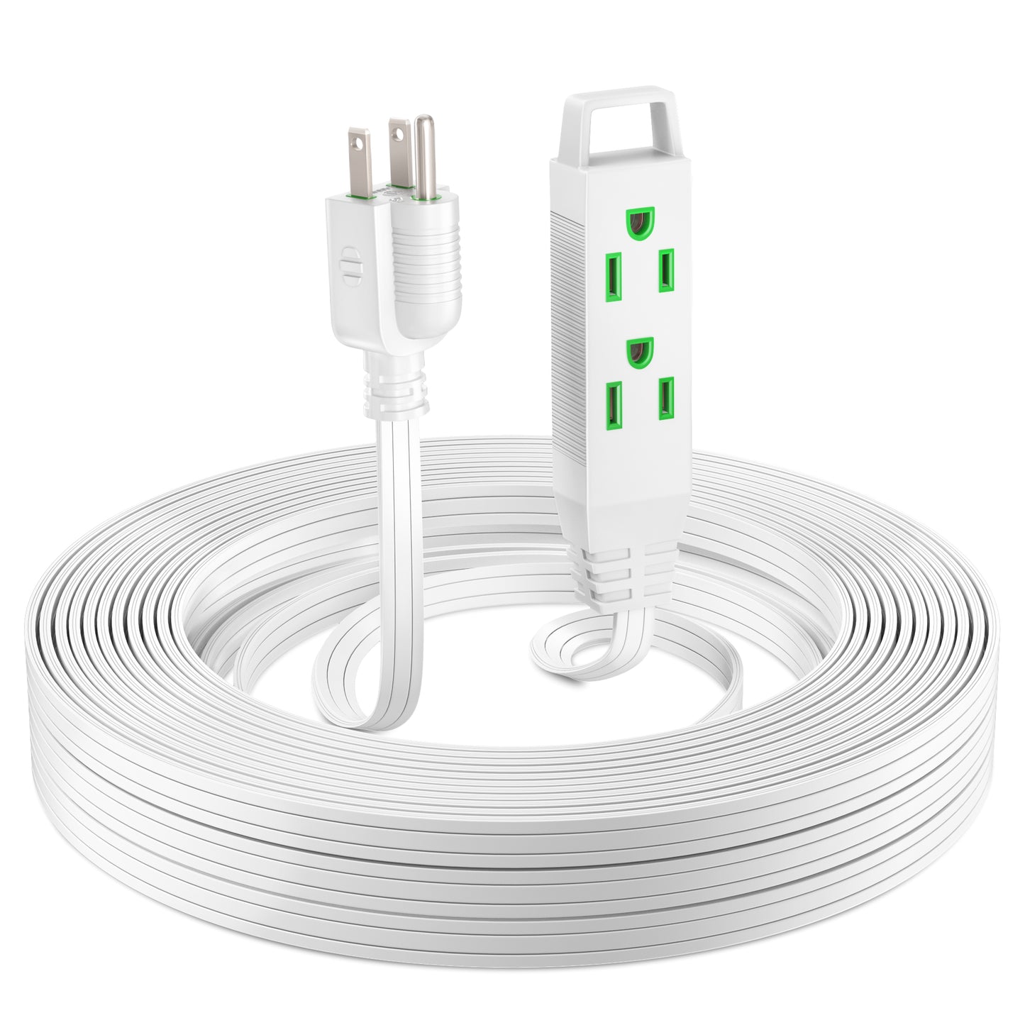 Extension Cord with 3 Outlets, Flat Extension Cord ETL Listed