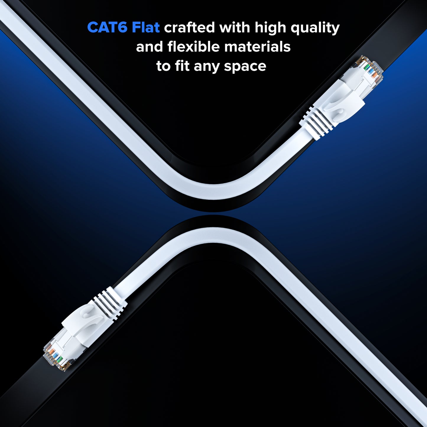 Cat 6 Ethernet Cable Flat, Space-Saving Design High-Speed Internet & Network LAN Patch Cable, RJ45 Connectors