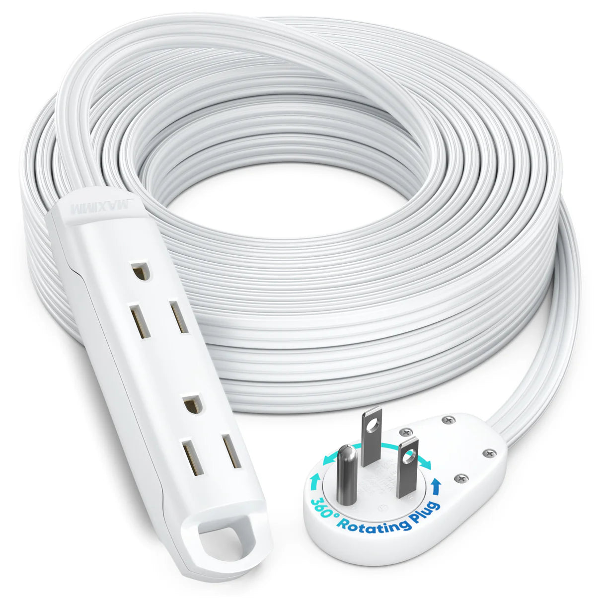 3-Outlet Rotating Flat Extension Cord 14 Gauge