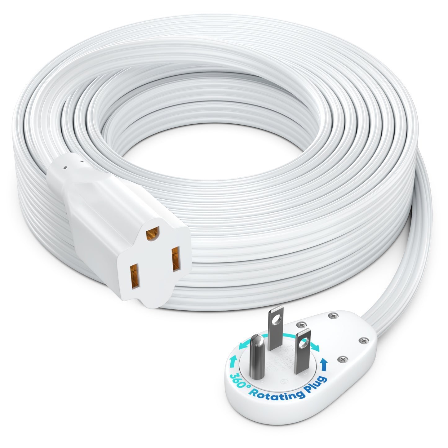 1-Outlet Rotating Flat Extension Cord 14 Gauge