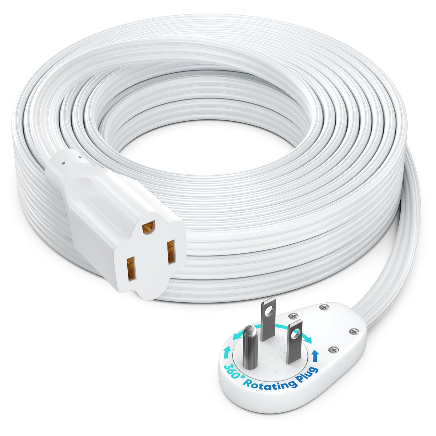 3-Outlet Rotating Flat Extension Cord 14 Gauge