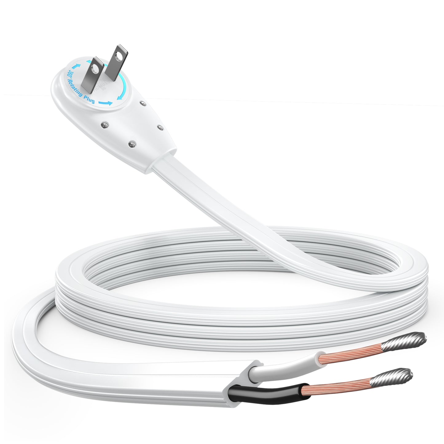 360 Plug Extension Cord Pigtail End 16 Gauge 2 Prong