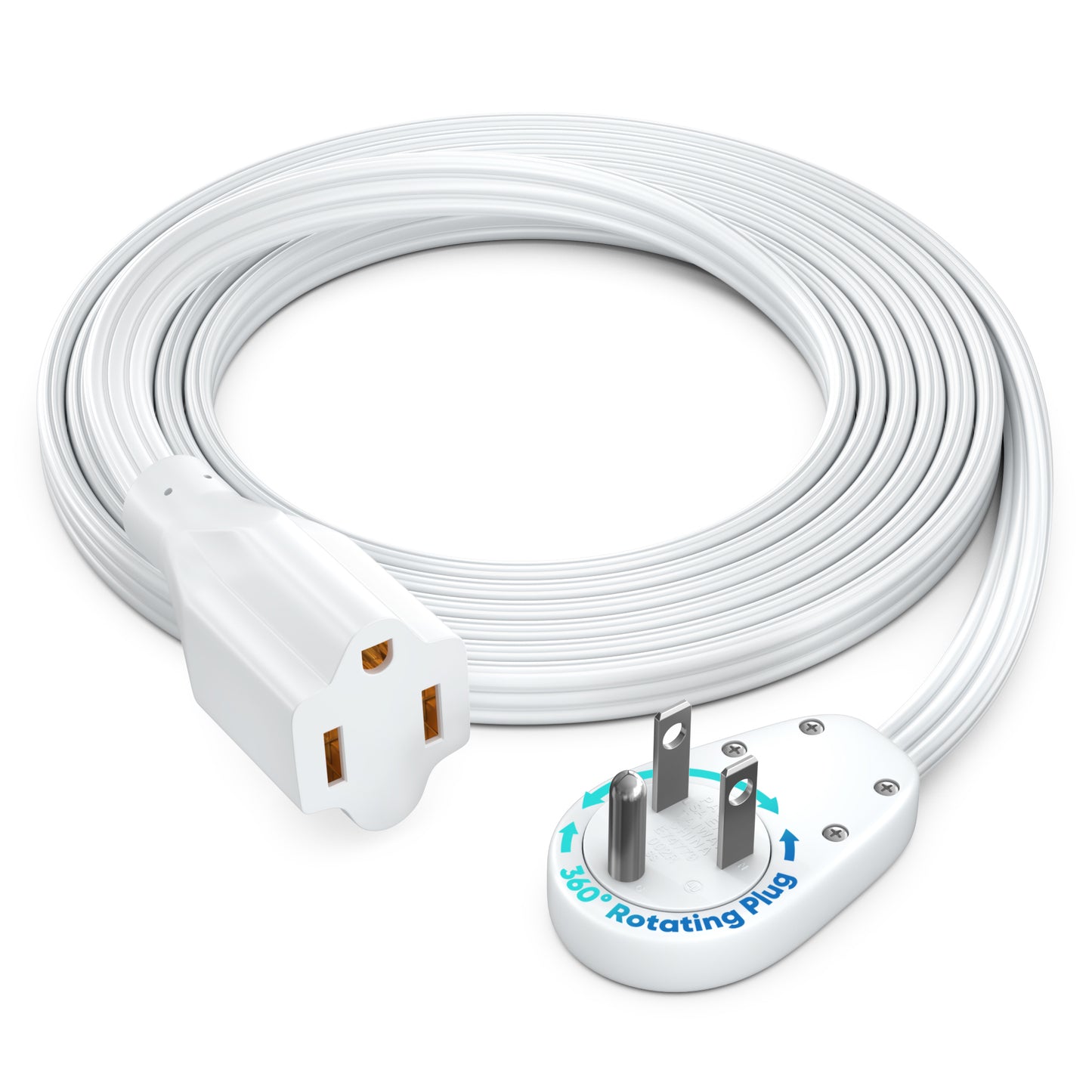 1-Outlet Rotating Flat Extension Cord 14 Gauge
