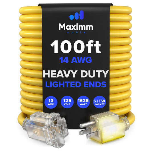 Extension Cord with Lighted Power Indicator Single Outlet 14 Gauge, SJTW, ETL Listed